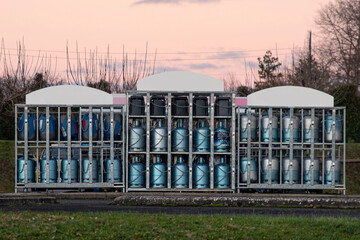 Stock of gas cylinders ready to be sold