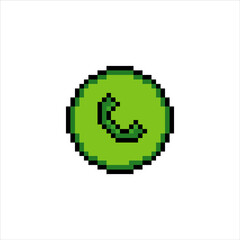 Phone call icon in pixel art . Vector illustration.