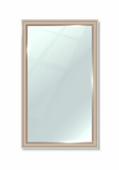 3d realistic vector icon. Rectangular vertical big mirror. Reflection surface in frame. Interior design furniture.