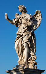 ROME, ITALY - SEPTEMBER 1, 2021: Angel with the Nail from Angels bridge - Ponte sant' angelo  by...