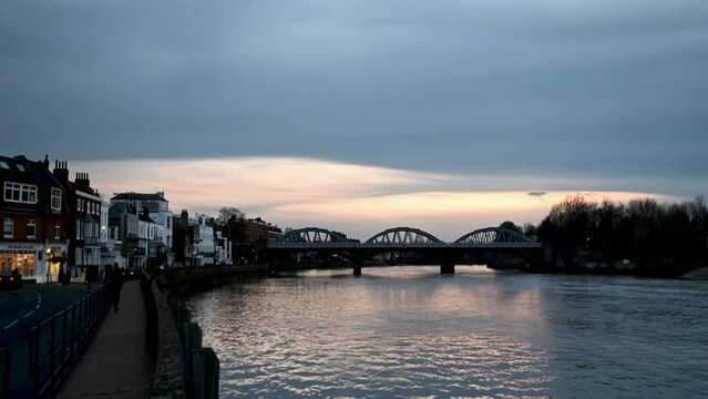 Evening View of Barnes Bridge, London, United Kingdom