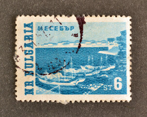 Cancelled postage stamp printed by Bulgaria, that shows Nesebur, Black Sea, circa 1962.