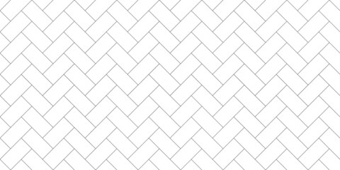 Herringbone floor seamless pattern. Outline editable repeating metro tiles. Vector monochrome background. - obrazy, fototapety, plakaty