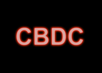 CBDC Central Bank Digital Currency. Futuristyc neon sign.