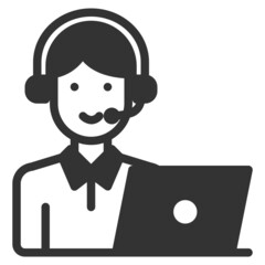 Vector operator solid icon, people and service  artboard 64x64 pixel, isolated white background