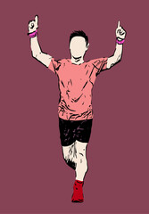 People Run vector illustration design. man running while pointing his finger