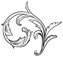 手描きのモノクロのツタ模様単品　ベクター素材