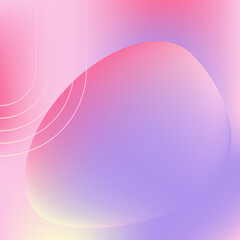 Holographic pastel-colored gradient abstract sphere in purple, pink, and yellow. Vibrant gradient banner with bright glow gradient background. Vector Illustration 