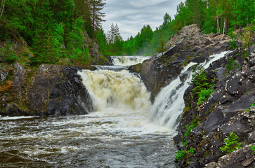 Waterfall Kivach in Kareliya - the second largest, after the Rhine, plain waterfall in Europe.
