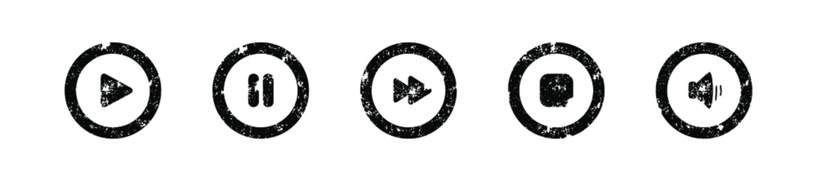 Grunge play music vector icon.	