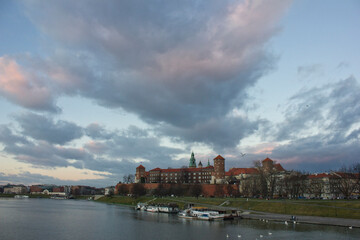 Fototapeta na wymiar Wawel Royal Castle over the Vistula in Krakow, Poland