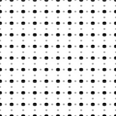 Square seamless background pattern from geometric shapes are different sizes and opacity. The pattern is evenly filled with black hockey pucks. Vector illustration on white background