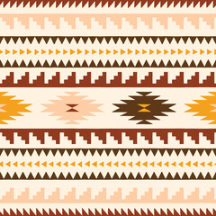 Hand Drawn Earthy Tones Tribal Vector Seamless Pattern. Navajo Graphic Print. Aztec Geometric Background. Ethnic Boho Eye Dazzler Design perfect for Textiles, Fabric - 492231124
