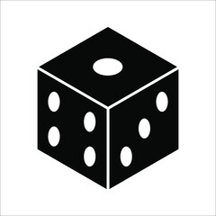 Dice cube icon, casino game. Black icon vector illustration on white background.