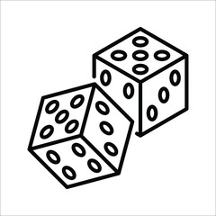 Dice cube icon, casino game. Black icon vector illustration on white background.