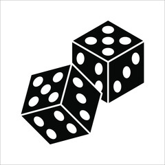 Dice cube icon, casino game. Black icon vector illustration on white background.