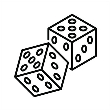recommend clip art: Dice cube icon, casino game. Black icon vector illustration on white background.