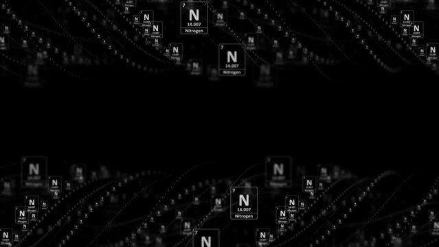 NITROGEN Molecule Symbol, Chemistry Periodic Table, Animation, Background, Rendering, Loop
