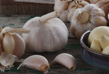 Fresh garlic bulb.