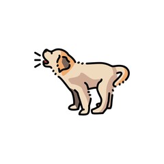 Barks golden retriever puppy color line icon. Pictogram for web page