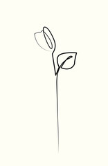 Tulip line drawing continuous editable line art.