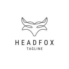 Head fox line logo icon design template