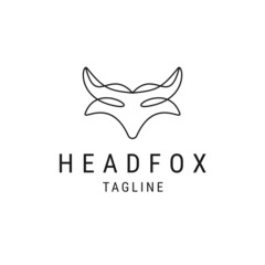 Head fox line logo icon design template