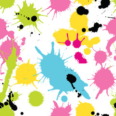 Color ink blots seamless background. Vector Illustration
