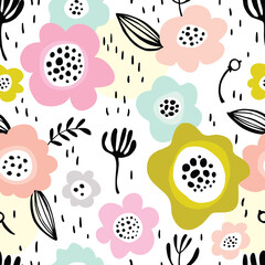 Seamless floral background in pastel colors.