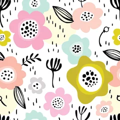 Tapeten Pastell Nahtloser floraler Hintergrund in Pastellfarben.