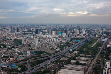 Naklejka na ściany i meble Aerial view of Bangkok City, Thailand