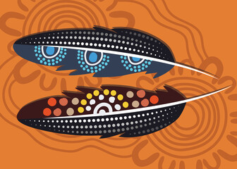 Feather Aboriginal Vector Painting