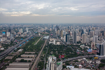 Naklejka na ściany i meble Aerial view of Bangkok City, Thailand