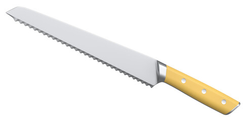 Chef's kitchen knife with a wooden handle isolated on white background.