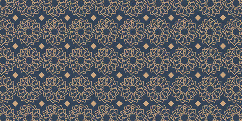 Islamic Blue Gold Stripe Pattern Background