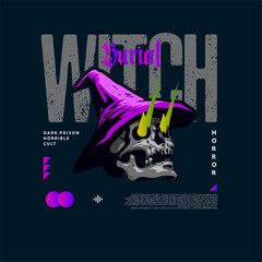 witch illustration with street wear design