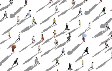 goup of people walking aerial - illustration of crowd of people - 492237753