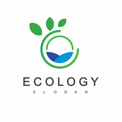 Water Leaf Ecology Logo Design Template