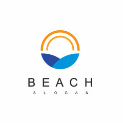 Beach Ocean Sea Water Logo Template