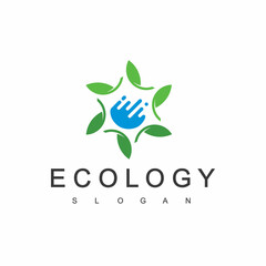 Water Leaf Ecology Logo Design Template