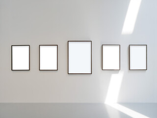 Frame mockup in white room gallery interior background