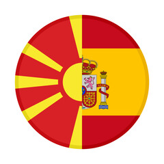 Fototapeta premium round icon with north macedonia and spain flags. vector illustration isolated on white background