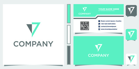 Letter V J logo design with business card vector template. creative minimal monogram