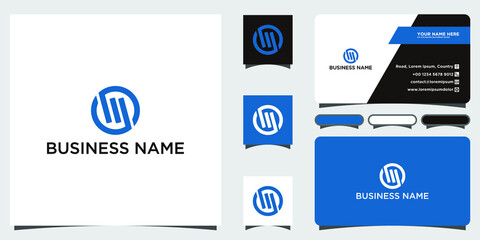 M S circle logo with businesscard premium vektor 