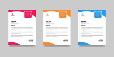 Letterhead template design with three colors for your company project vector illustrator