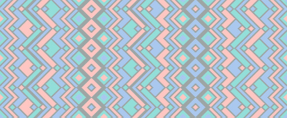 Asymmetric rhombus traditional motifs vector geometric pattern.