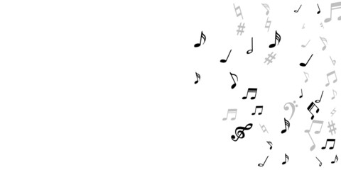 Fototapeta premium Music notes flying vector backdrop. Audio