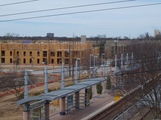 Fototapeta na wymiar Rail stations across the 4-county Metroplex have become a magnet for development in residential units under construction. 