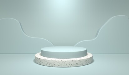 Abstract 3D render of podium staging showcase background