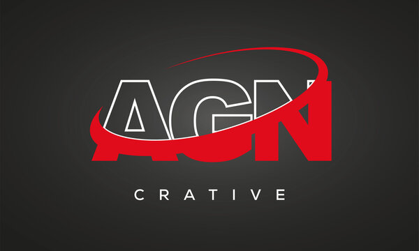 AGN creative letters logo with 360 symbol vector art template design	